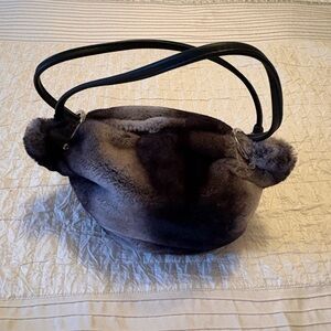 Zara Black Faux Fur Tote Bag